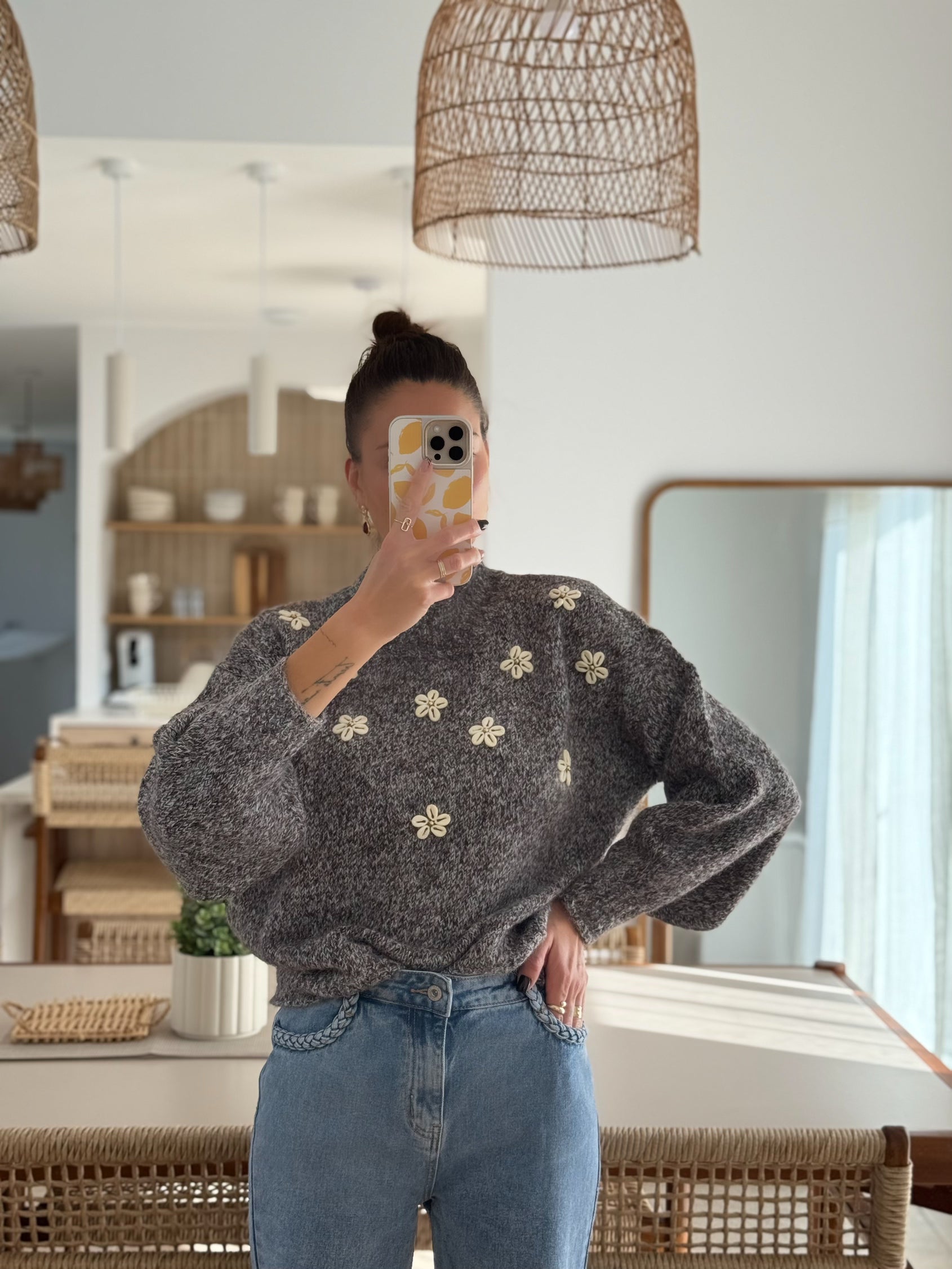 Pull Daisy Mood MARRON & GRIS TU